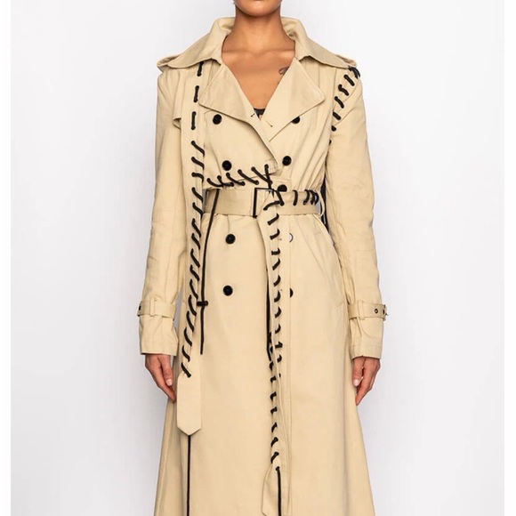 AKIRA - SUPERMODEL LACE UP TRENCH COAT - Picture 5 of 9